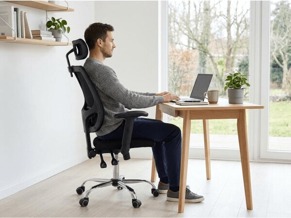 Scaun de birou negru FLEXISEAT Q-118RC