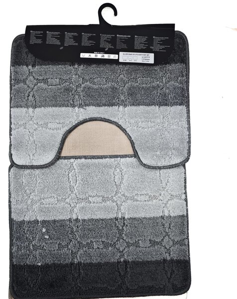 Set covorase de baie 3 piese antiderapante - Gri 50x80 cm