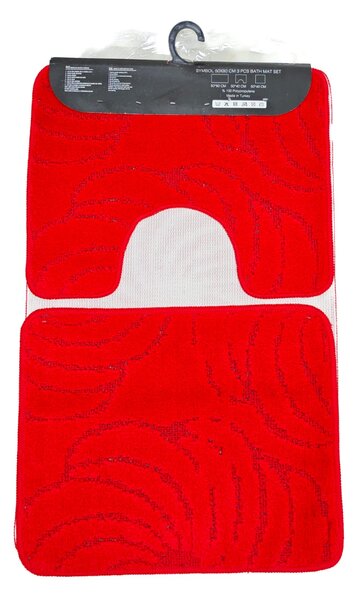 Set covorase de baie 3 piese antiderapante Rosu 50x80 cm