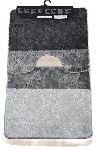 Set covorase de baie 3 piese antiderapante - Gri 60x100 cm