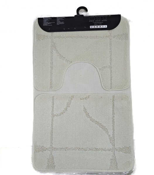 Set covorase baie 3 piese antiderapante Model Abstract , Crem 50x80cm