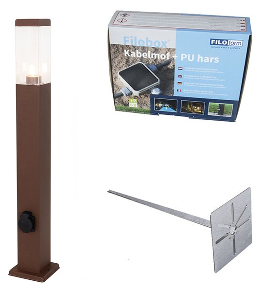 Lampă de exterior maro ruginiu 80 cm cu priză IP44 - Malios