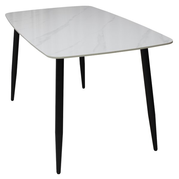 Set Masă fixă Atlas Marble Alb cu 4 Scaune Velto Gri Deschis
