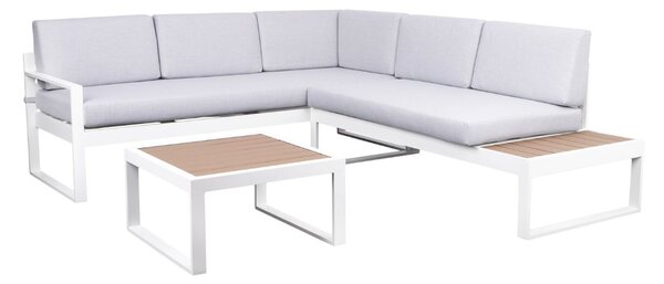 Set de grădină Loreto White: colțar + măsuță