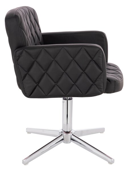 HC802CROSS Scaun Neagră din Piele Ecologica cu Bază Cromata