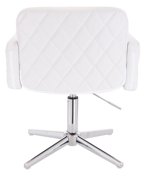 HC802CROSS Scaun Alb din Piele Ecologica cu Bază Cromata