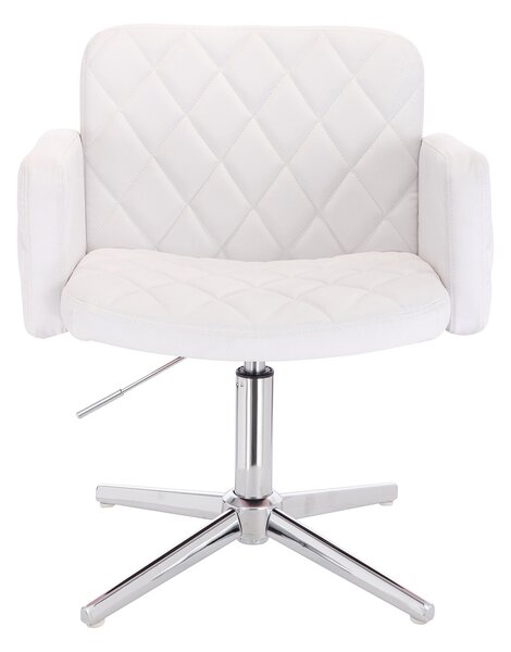 HC802CROSS Scaun Alb din Piele Ecologica cu Bază Cromata