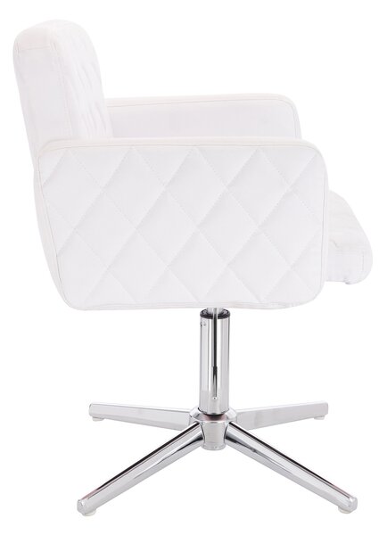 HC802CROSS Scaun Alb din Piele Ecologica cu Bază Cromata