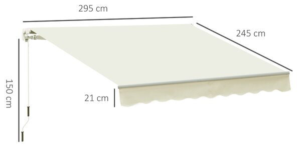 Outsunny Copertină Rulou Manuală pentru Uși și Ferestre, din Aluminiu și Poliester Anti-UV, 295x245cm, Alb | Aosom Romania