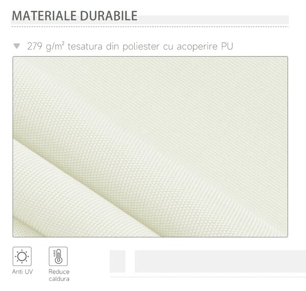 Outsunny Copertină Rulou Manuală pentru Uși și Ferestre, din Aluminiu și Poliester Anti-UV, 295x245cm, Alb | Aosom Romania
