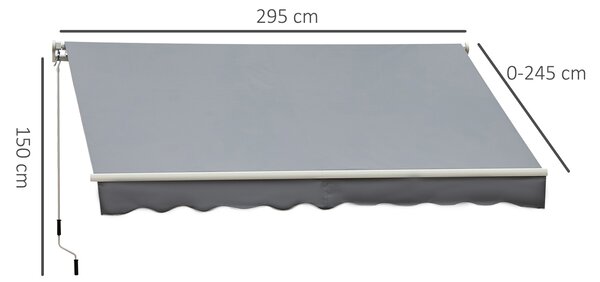Outsunny Copertină Rulou Manuală pentru Uși și Ferestre, din Aluminiu și Poliester Anti-UV, 295x245cm, Gri | Aosom Romania