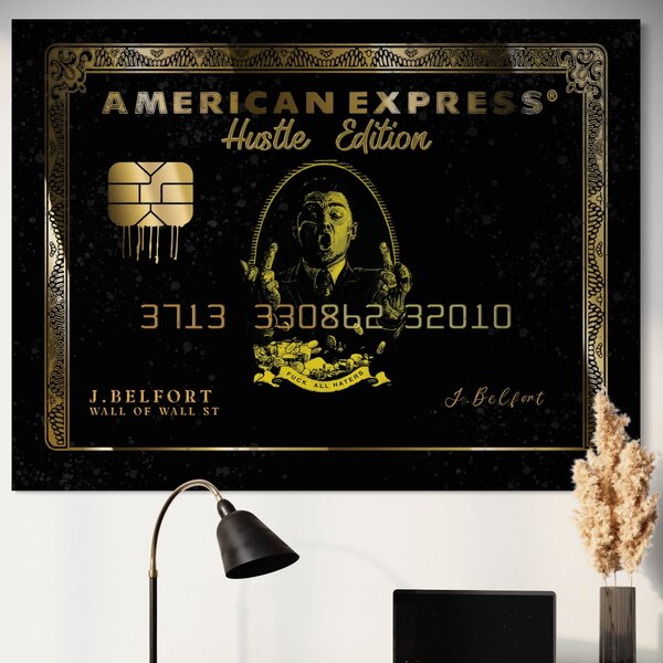 Tablou Canvas Premium LuxCanva® B1039, Hustle Edition , Decorativ, DiCaprio, Money, Wall Street, Auriu