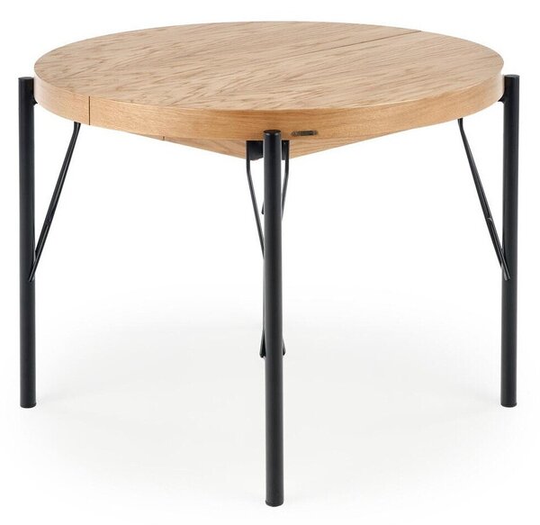 Masă Houston 1375Stejar, Negru, 8cm, ExtensieExtensie, MDF, Furnir din lemn natural, Metal