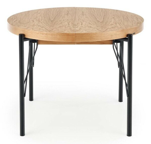 Masă Houston 1375Stejar, Negru, 8cm, ExtensieExtensie, MDF, Furnir din lemn natural, Metal