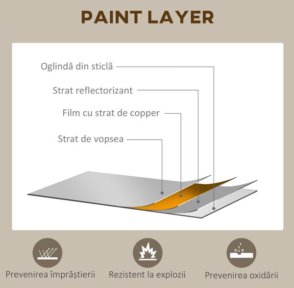 Oglindă arcuită pentru casă și birou cu suport de perete din sticlă groasă și metal, 62x2,5x110 cm, de culoare negru HOMCOM | Aosom Romania