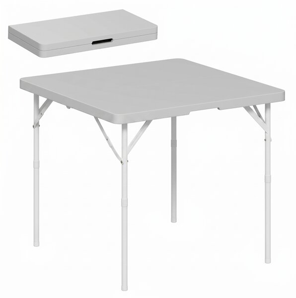 Outsunny Masă de Camping Pliabilă cu 2 Înălțimi Reglabile, 86x86x74 cm, Alb | Aosom Romania