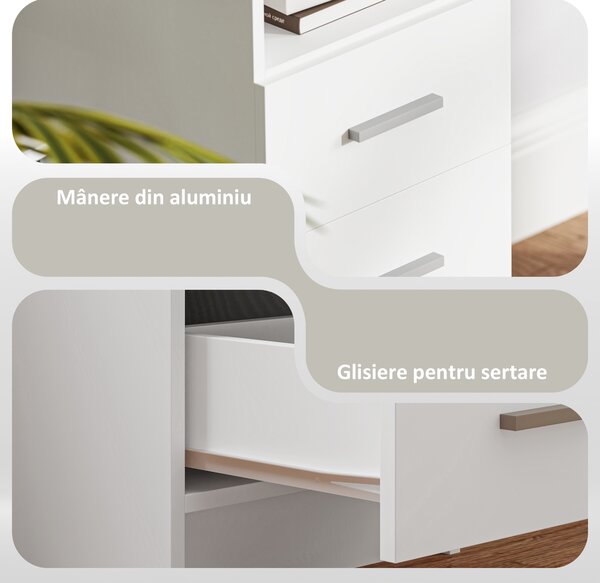 HOMCOM Birou pentru Calculator cu 3 Sertare și Spațiu de Depozitare, 100x40x75 cm, Alb | Aosom Romania
