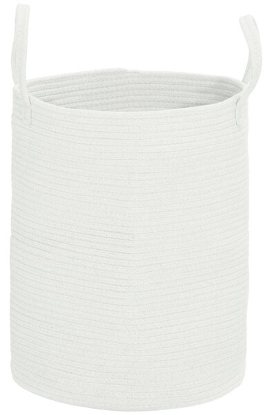 HOMCOM Coș pentru Rufe de 36L, Portabil și Pliabil cu Mânere, Coș de Rufe din Bumbac Natural, Ø38x45 cm, Alb Crem | Aosom Romania