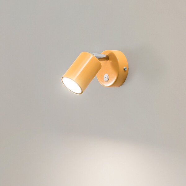 Luminex Spot de perete Fun, galben, 14 cm înălțime, reglabil, GU10, Galben, Camera de zi / sufragerie, Metal, Modern