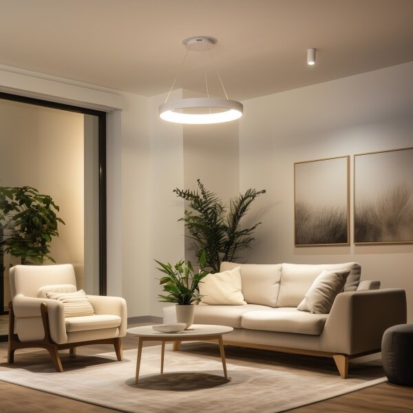 Brilagi - Lustră LED reglabilă pe cablu FALCON II LED/99W/230V pr. 60 cm albă + telecomandă