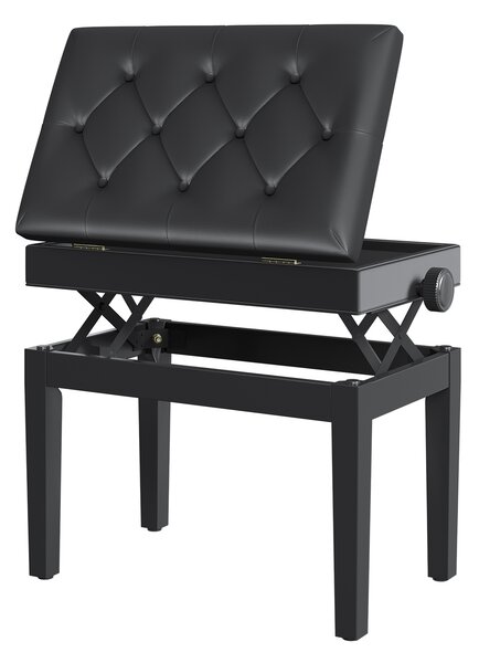 HOMCOM Băncuță Pian Elegantă cu Spațiu de Depozitare, Înălțime Ajustabilă, Negru, 54.5x33x48-58cm | Aosom Romania