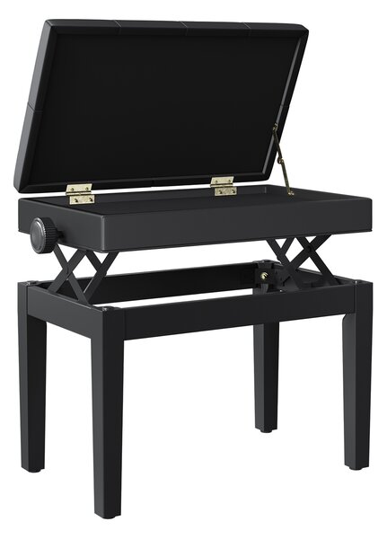 HOMCOM Băncuță Pian Elegantă cu Spațiu de Depozitare, Înălțime Ajustabilă, Negru, 54.5x33x48-58cm | Aosom Romania