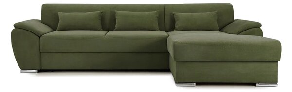 Colțar Extensibil PICASSO, cu ladă de depozitare, variante stânga/dreapta 295x168x80 cm, Verde-Enjoy / Dreapta