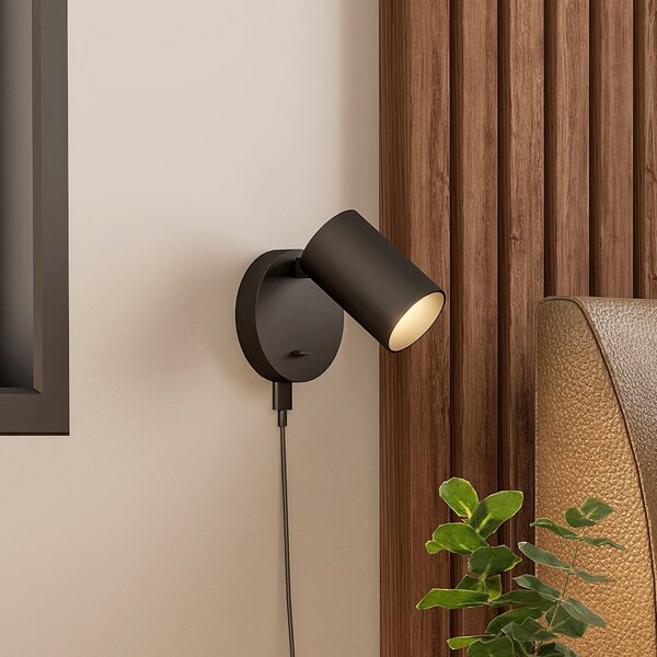 Deko-Light Spot de perete CAN TILT, negru, Ø 10 cm, comutator metalic USB, Negru, Camera de zi / sufragerie, Aluminiu, Perete rotund