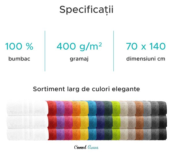 Prosop Classic 70 x 140 cm negru, 100% bumbac