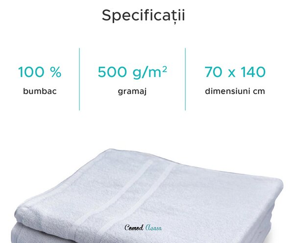 Prosop pentru hoteluri Royal 70x140 cm alb, 100% bumbac