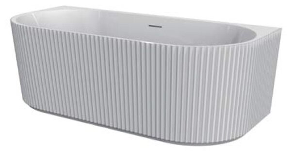 Cadă freestanding Florida, Beata, 170 cm, cu mască riflată, o latură dreaptă și instalație completă, alb, WS206L-170