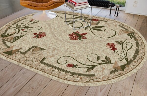 Covor Living Dormitor, Model 587 116, Crem Crem, Oval, 60x110