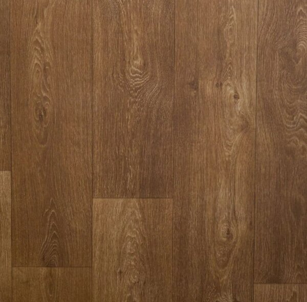Covorul PVC linoleum Country Dark Confort, Latimi 1 m, 1.5 m, 2 m si 2,5 m, Maro inchis Imitatie parchet, Suport Pasla 100 x 400