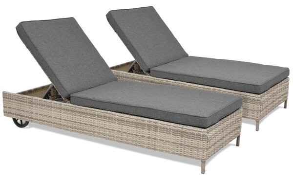 Set de două șezlonguri de grădină Tobago Garden Point gri deschis