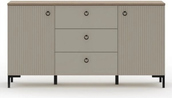 Comoda pentru living DOMINICA, grej/stejar, PAL laminat, 150x41x81 cm