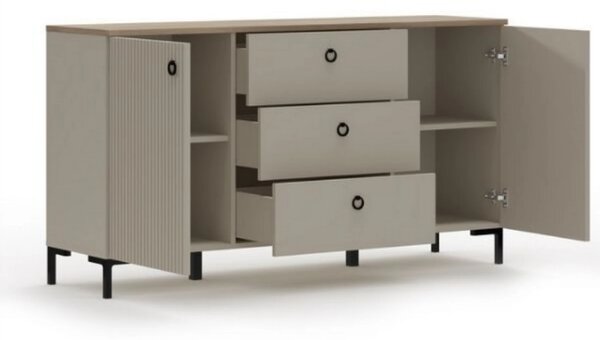 Comoda pentru living DOMINICA, grej/stejar, PAL laminat, 150x41x81 cm