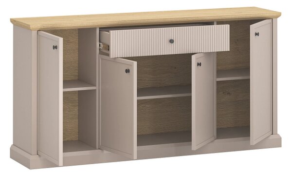 Comoda moderna living IDELLO, taupe/stejar, PAL, 172x39x89 cm