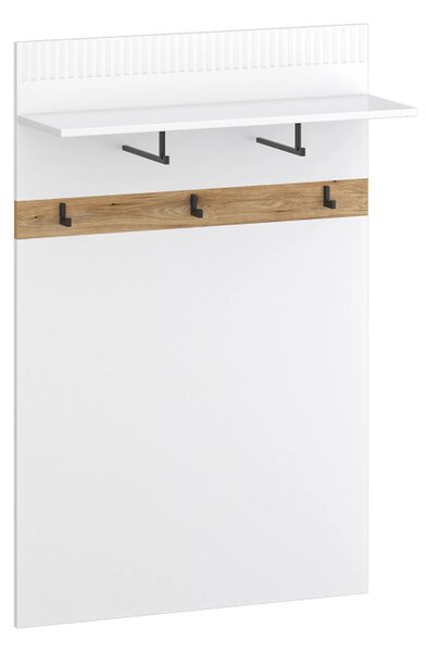 Cuier simplu hol VELUTTO, alb/stejar, PAL laminat, 81x26x122 cm
