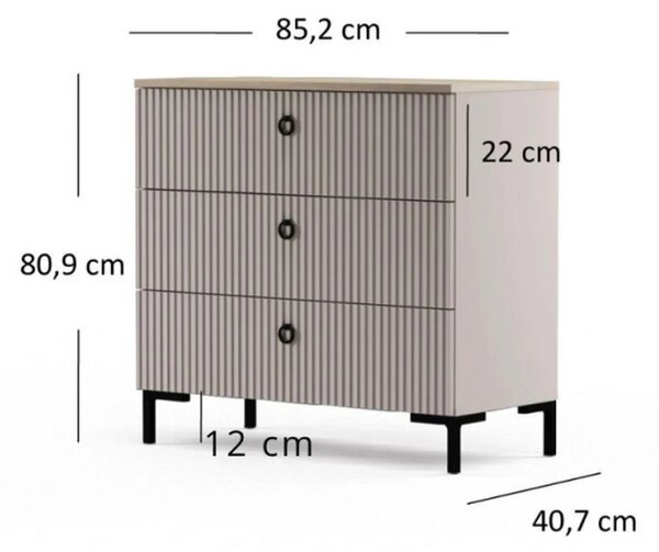 Comoda dormitor moderna DOMINICA, grej/stejar, PAL laminat, 86x41x81 c