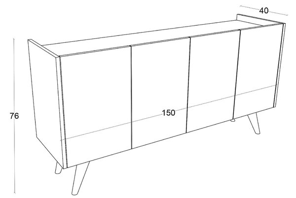 Comoda PEKIN, stejar, PAL melaminat, 150x40x76 cm