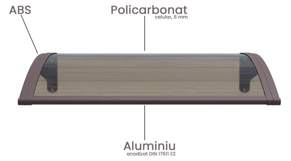 Copertină PREMIUM 40x60 cm, placă 6 mm dintr-o bucată – Maro/Bronz