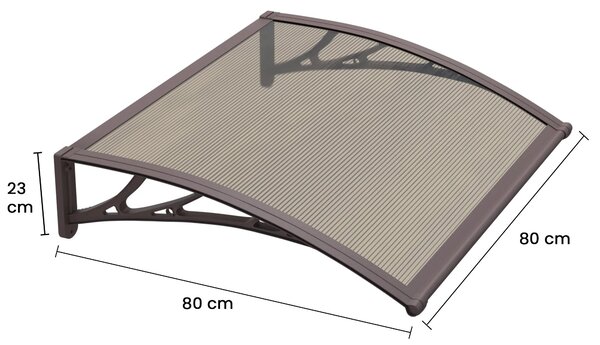 Copertină PREMIUM 80x80 cm, placă 6 mm dintr-o bucată – Maro/Bronz