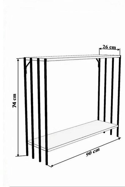 Consola VERONA, stejar/negru, PAL melaminat/metal, 90x26x74 cm