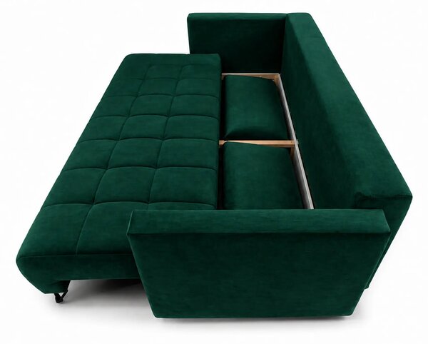 Canapea extensibila ALDO 3L, stofa catifelata verde - Monolith 37, cu