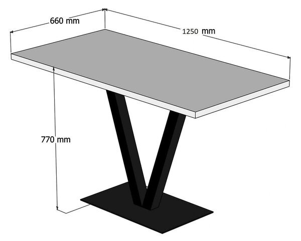 Masa SUN, nuc/negru, lemn de pin/metal, 125x66x77 cm