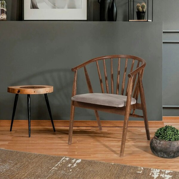 Scaun ALBERO 48, bej/nuc, stofa clasica/lemn, 55x47x77 cm