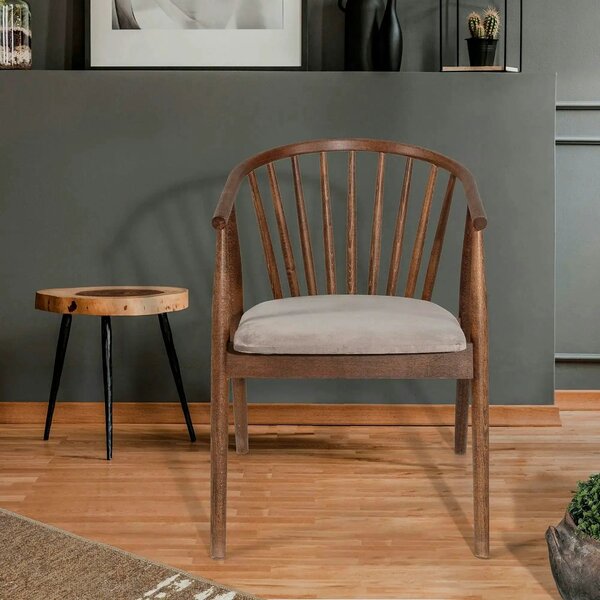 Scaun ALBERO 48, bej/nuc, stofa clasica/lemn, 55x47x77 cm