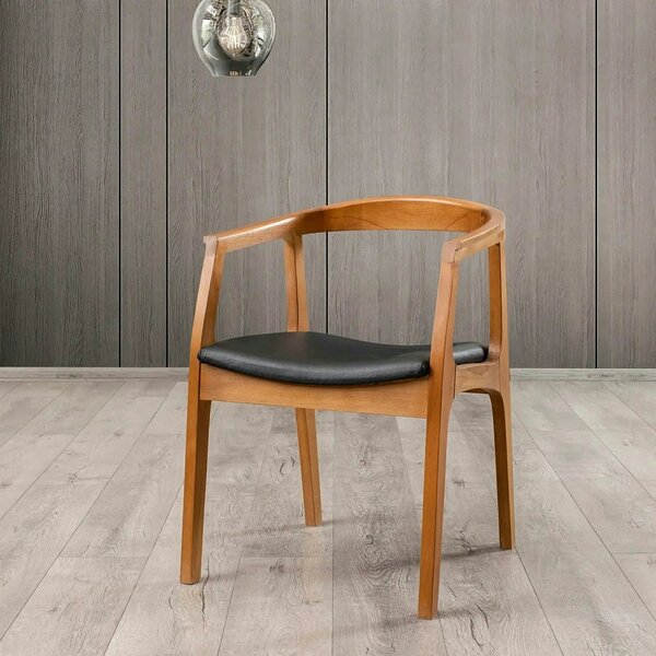 Scaun ALBERO 44, negru/nuc, piele ecologica/lemn, 50x53x70 cm