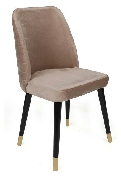 Set 2 scaune HUGO-364 V2, bej/negru, stofa catifelata/lemn, 50x49x90 c