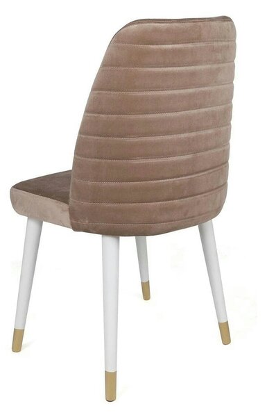 Set 2 scaune HUGO-404 V2, bej/alb, stofa catifelata/lemn, 50x49x90 cm
